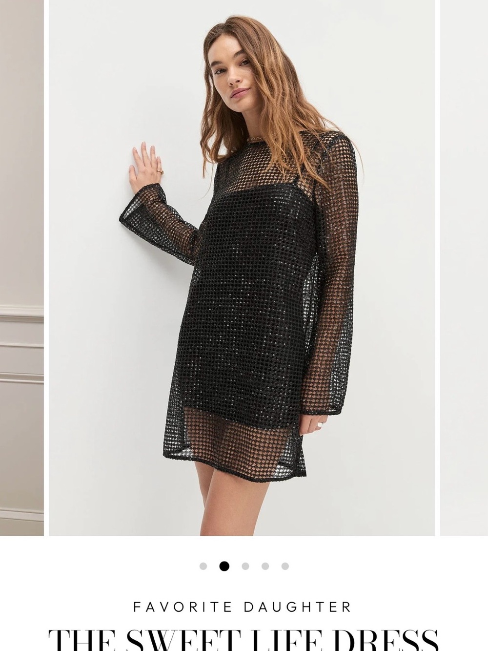 Favorite Daughter Black Sequin Mesh Mini Dress - Picture 2 of 4
